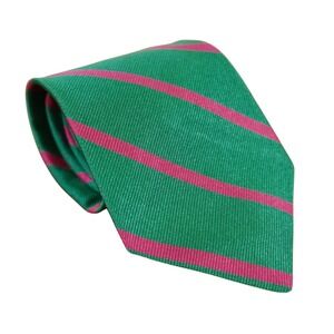 Polo Ralph Lauren Necktie‎ Kids One Size Green Pink Striped Silk Italian Made
